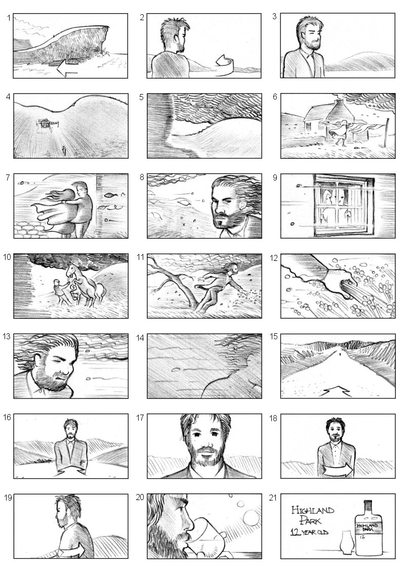 HIGHLAND PARK WHISKEY STORYBOARD BY ANDY SPARROW