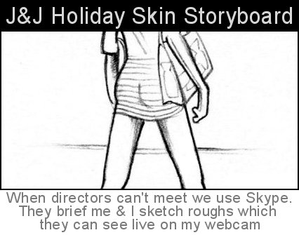 J&J HOLIDAY SKIN STORYBOARD BY ANDY SPARROW